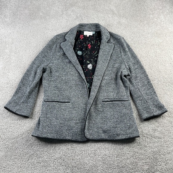 Skies Are Blue Blazer Womens XL Grey Knit Open Front Business Career Office - Picture 1 of 16